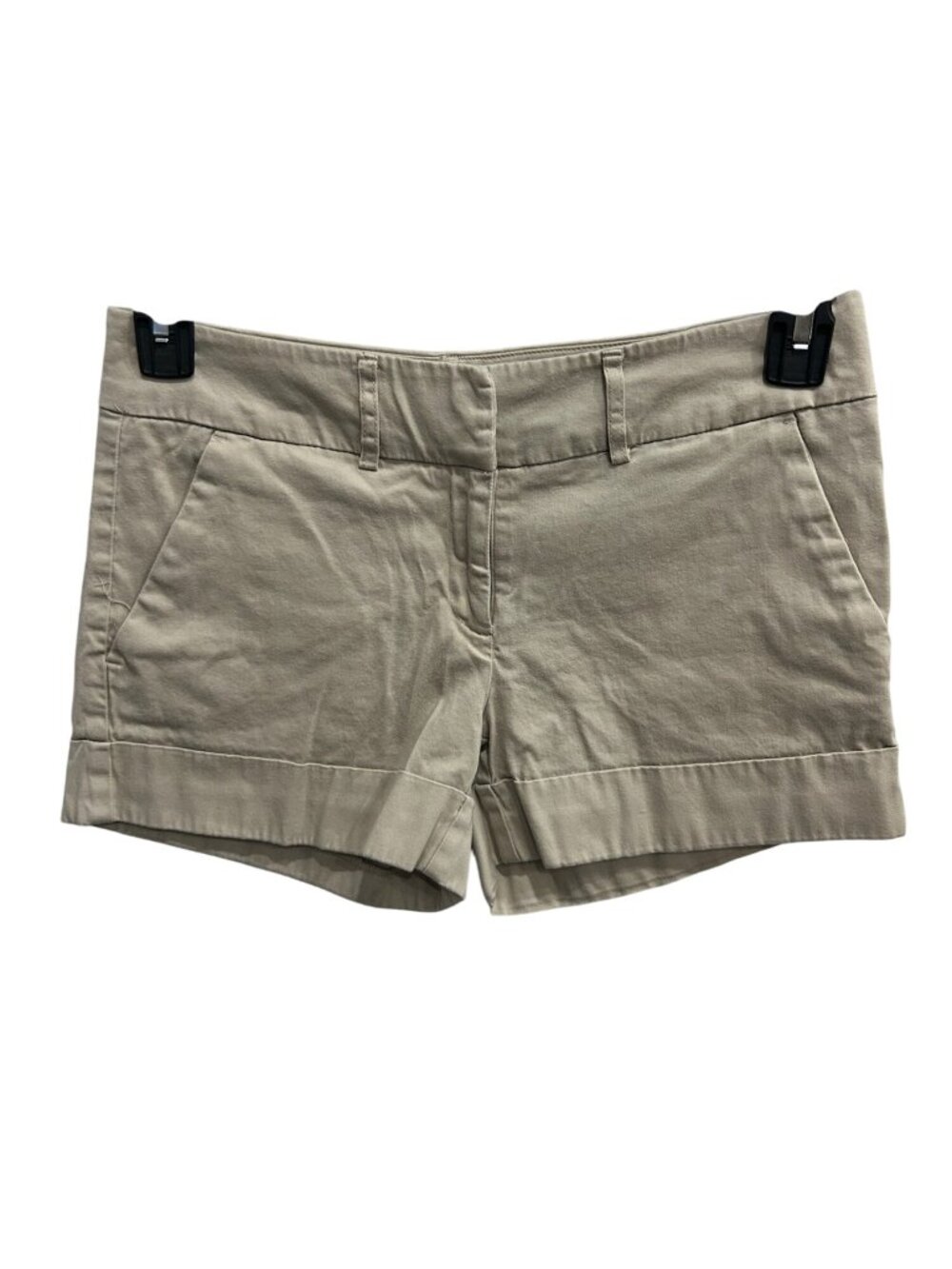 New York & Company Flat Front Shorts Beige Sz 2 Cuffed Hem Neutral Minimalist